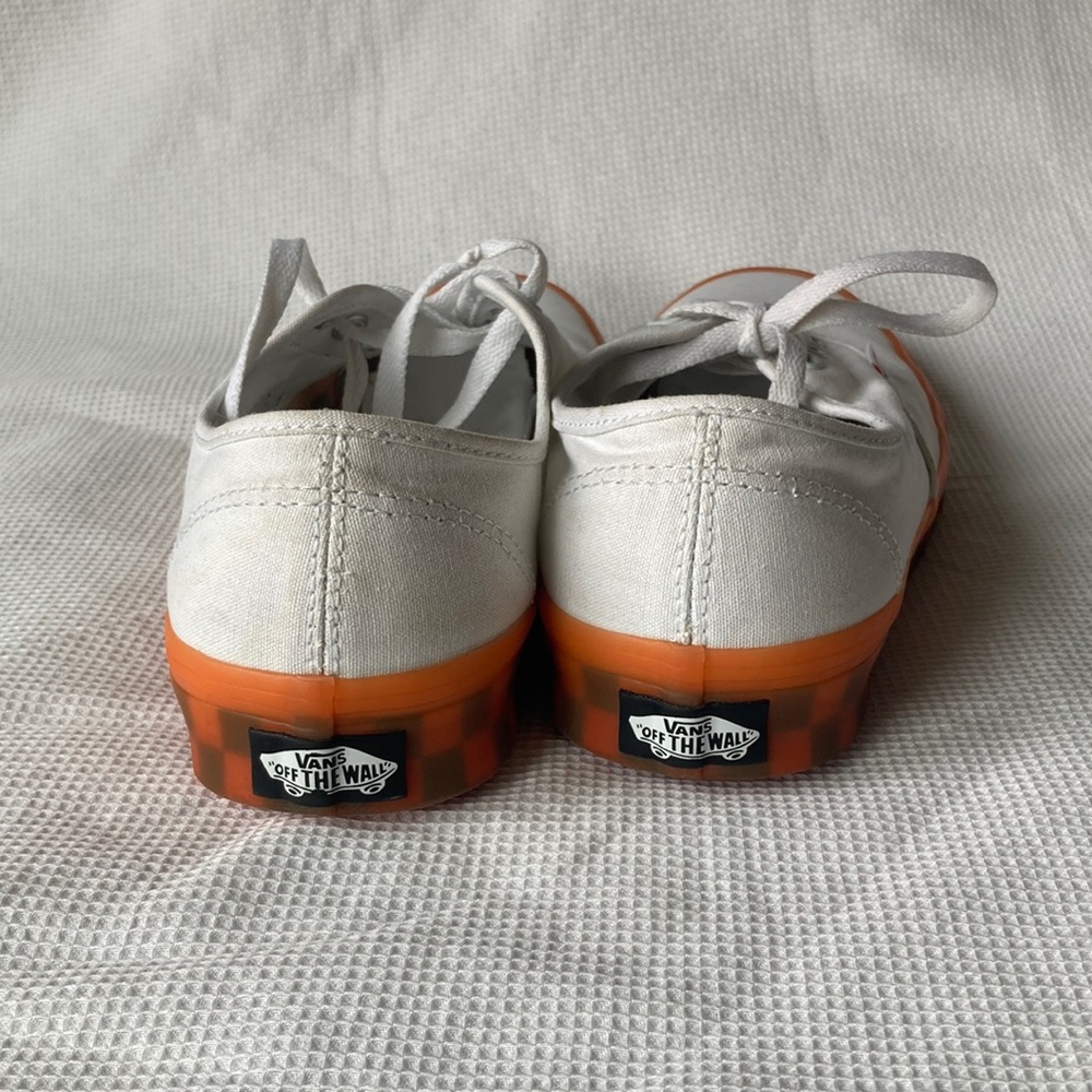 Vans White/Orange Trim Canvas Authentic Translucent Sneaker Size Men 7.5 Women 9 - Picture 4 of 9